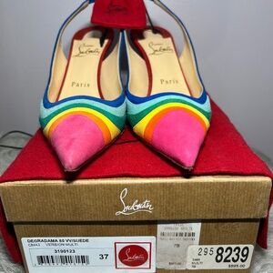 Christian Louboutin Degradama 80 Rainbow Suede Slingback’s